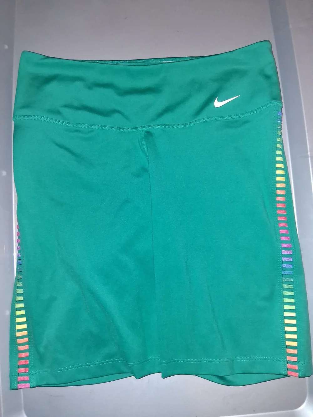 Unisex Nike Bike Shorts Size Medium Turquoise Rainbow Stripes